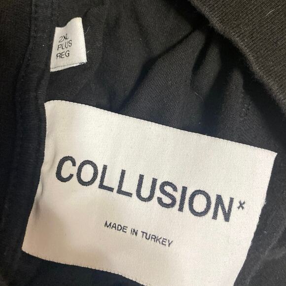 Collusion Men's Black Long Sleeve Crew Neck Sweater Sweatshirt Top Size XXL - Picture 3 of 3